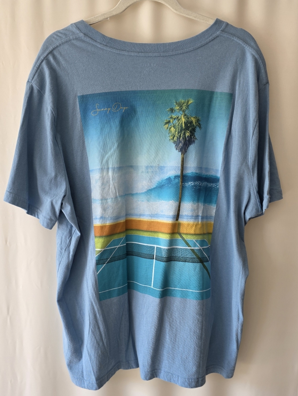 Old NAVY Surf Graphic Soft Washed Tee with Palm Tree Print - Light Blue